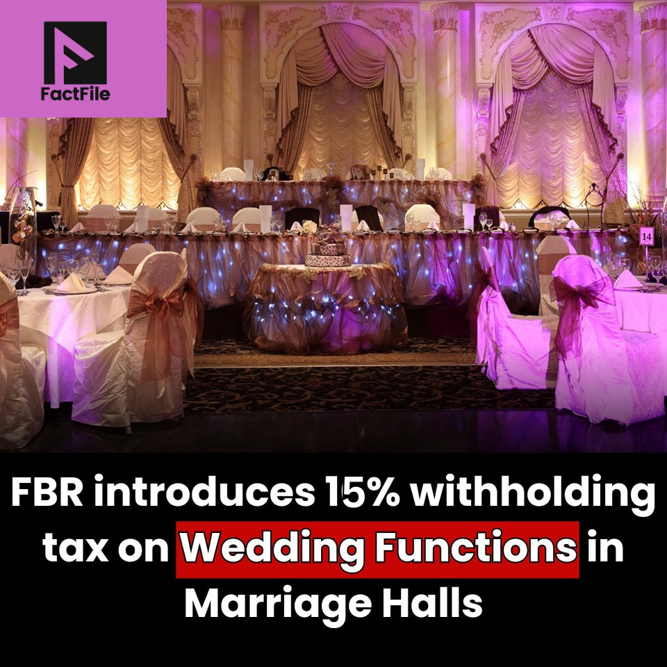 FBR Imposes 15% GST on Marriage Halls in Islamabad