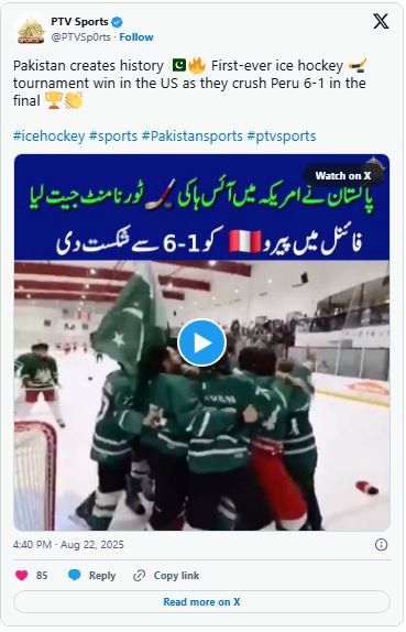 Pakistan ice hockey triumph