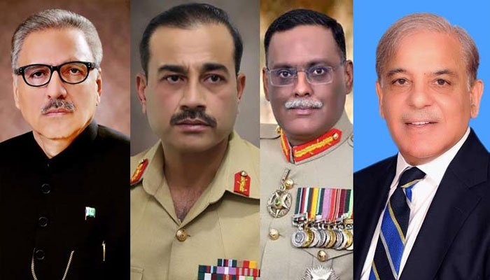 Newly-appointed COAS, CJCSC meet President Alvi & PM Shehbaz