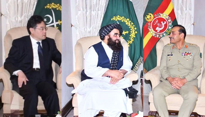 Gen Asim Munir meets Muttaqi & Qin Gang at GHQ, mutual interests discussed Gen Asim Munir meets Muttaqi & Qin Gang at GHQ, mutual interests discussed