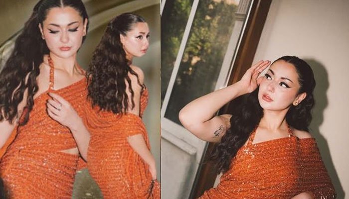 Hania Aamir Stuns in Vibrant Orange Saree: See Viral Photos
