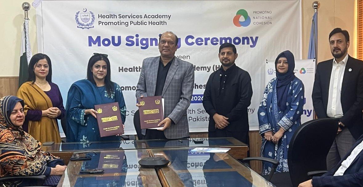 The Technical Advisors Group of PNC alongwith Vice Chancellor HSA Dr Shahzad Ali Khan at the singing ceremony of MOU with Health Services Academy
