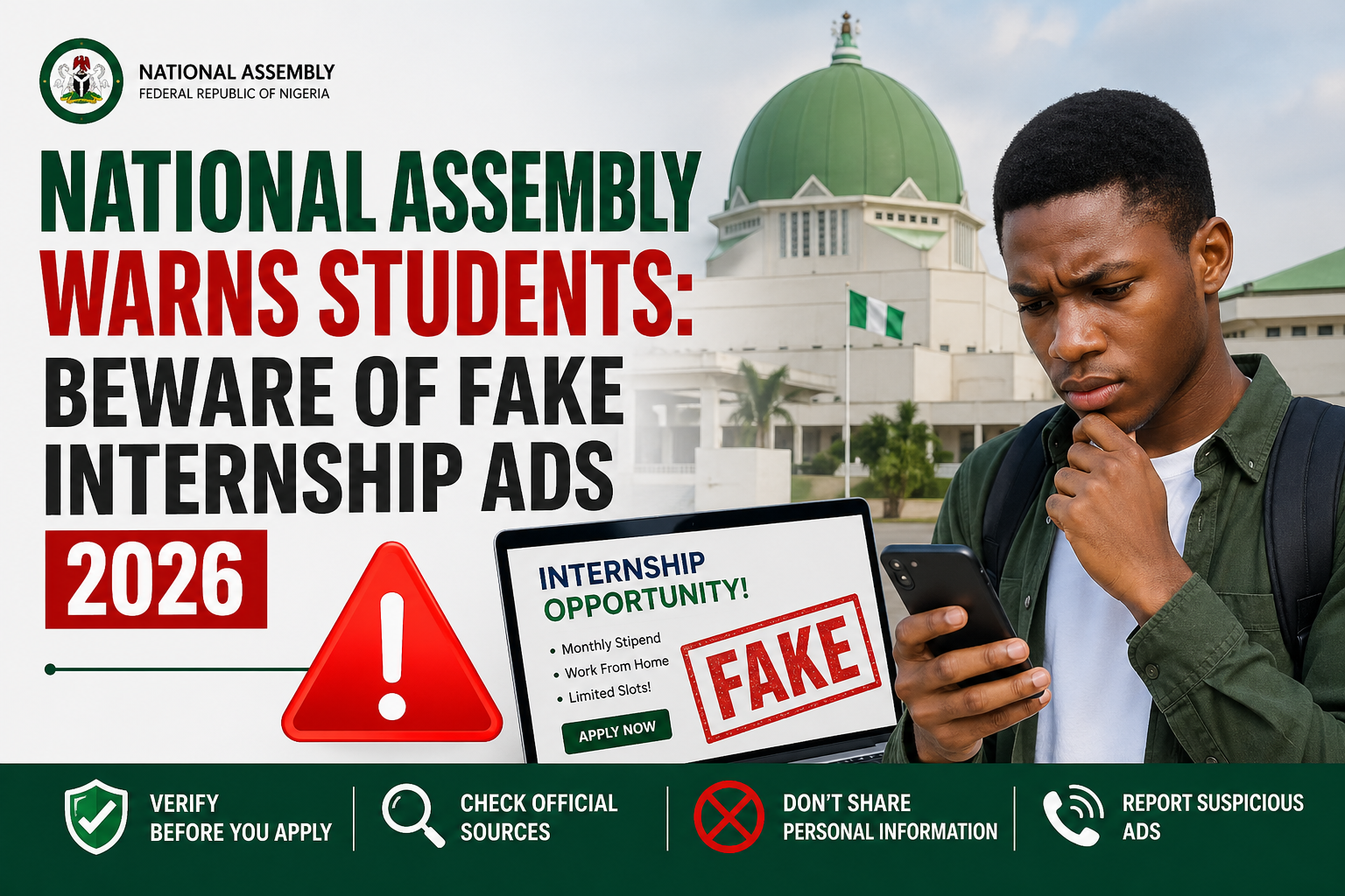 National Assembly Warns Students: Beware of Fake Internship Ads 2026