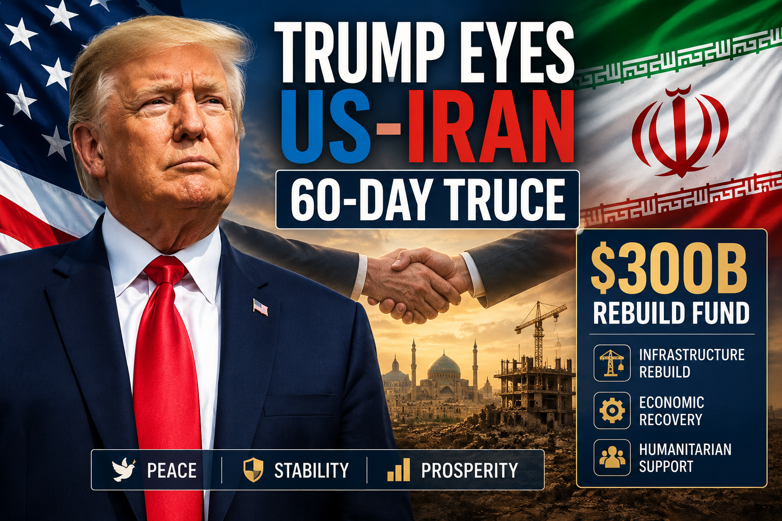 Trump Eyes US-Iran 60-Day Truce with $300B Rebuild Fund