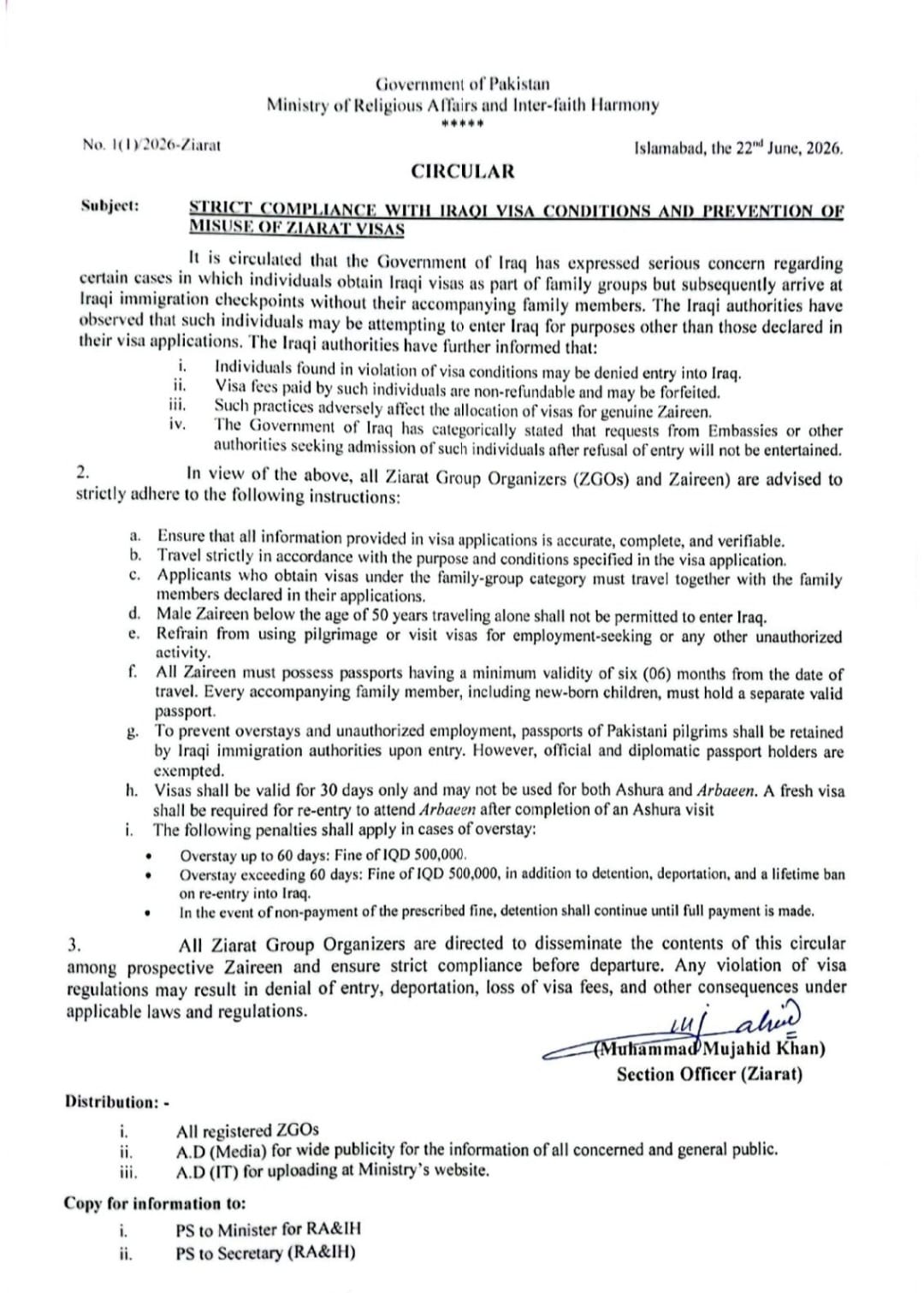 Pakistan Issues Strict Iraqi Visa Warning for Pilgrims