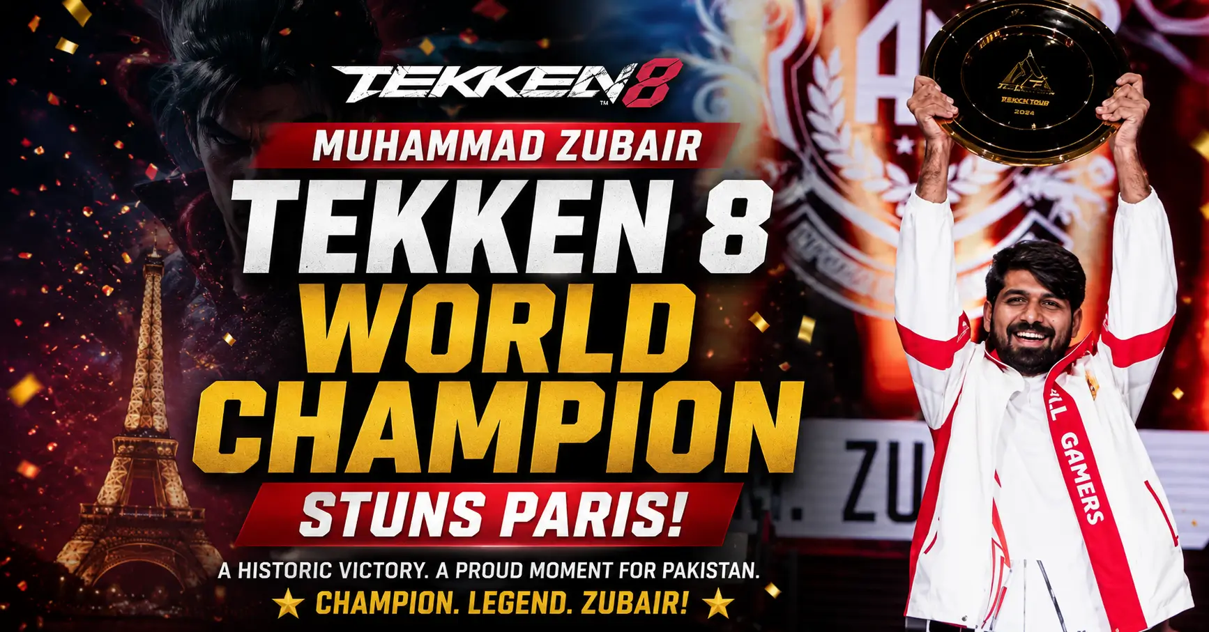 Muhammad Zubair Tekken 8 World Champion Stuns Paris Proud Moment!